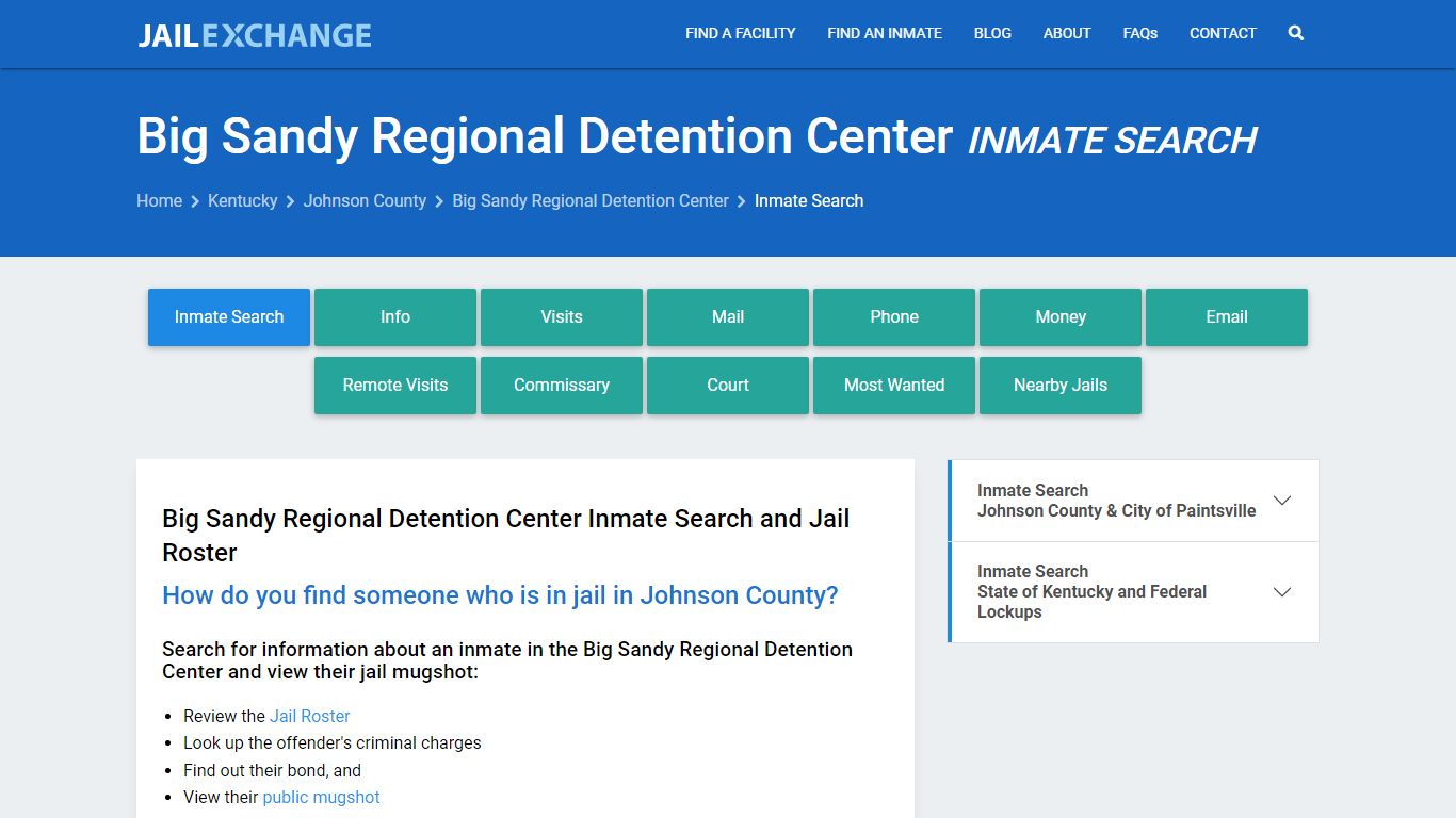 Big Sandy Regional Detention Center Inmate Search - Jail Exchange