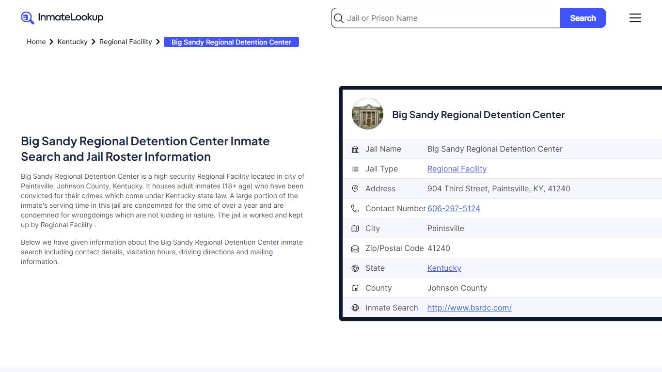Big Sandy Regional Detention Center Inmate Search and Jail Roster ...