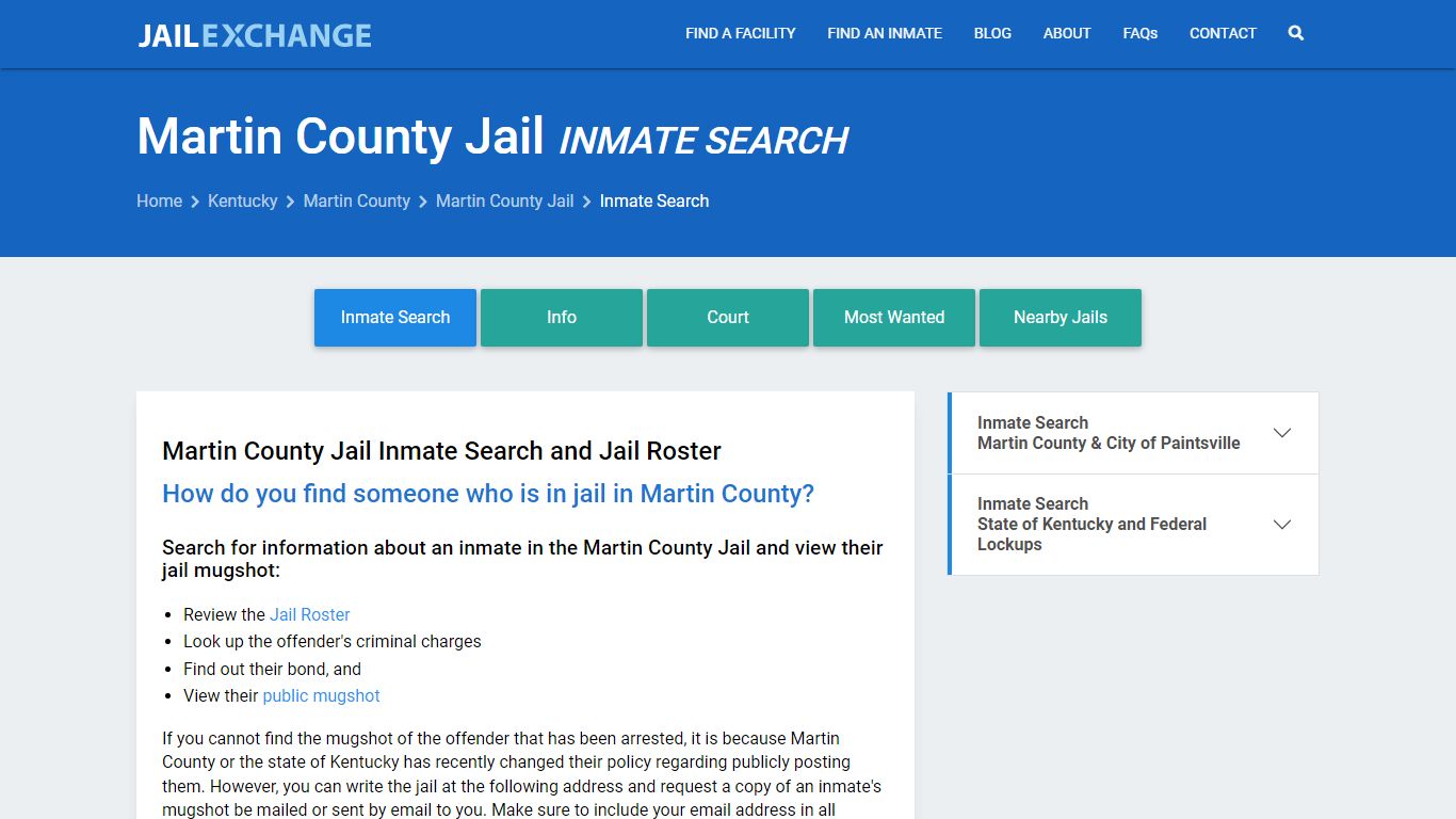 Inmate Search: Roster & Mugshots - Martin County Jail, KY